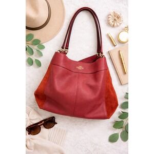 Coach Edie 31 Shoulder Bag F27833 Leather‎ & Suede Coral Pink Y2K Slouch Moment